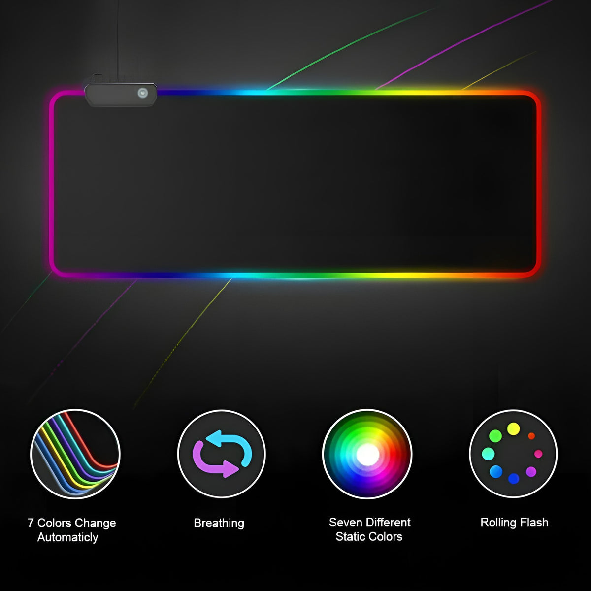 RGB LED Gaming Mouse Pad – 800 × 300 × 4mm with Non-Slip Base
