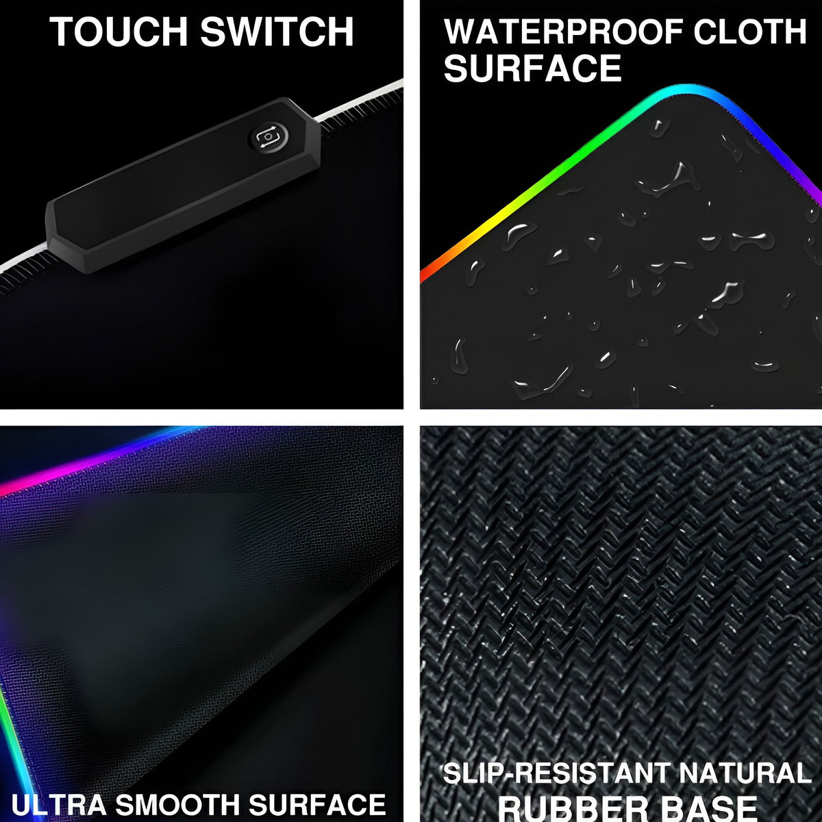RGB LED Gaming Mouse Pad – 800 × 300 × 4mm with Non-Slip Base