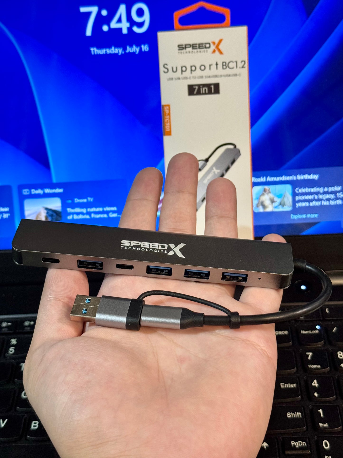 Speed-x 7 Port USB 3.0 2 In 1 Type-C Hub - SP-TC701