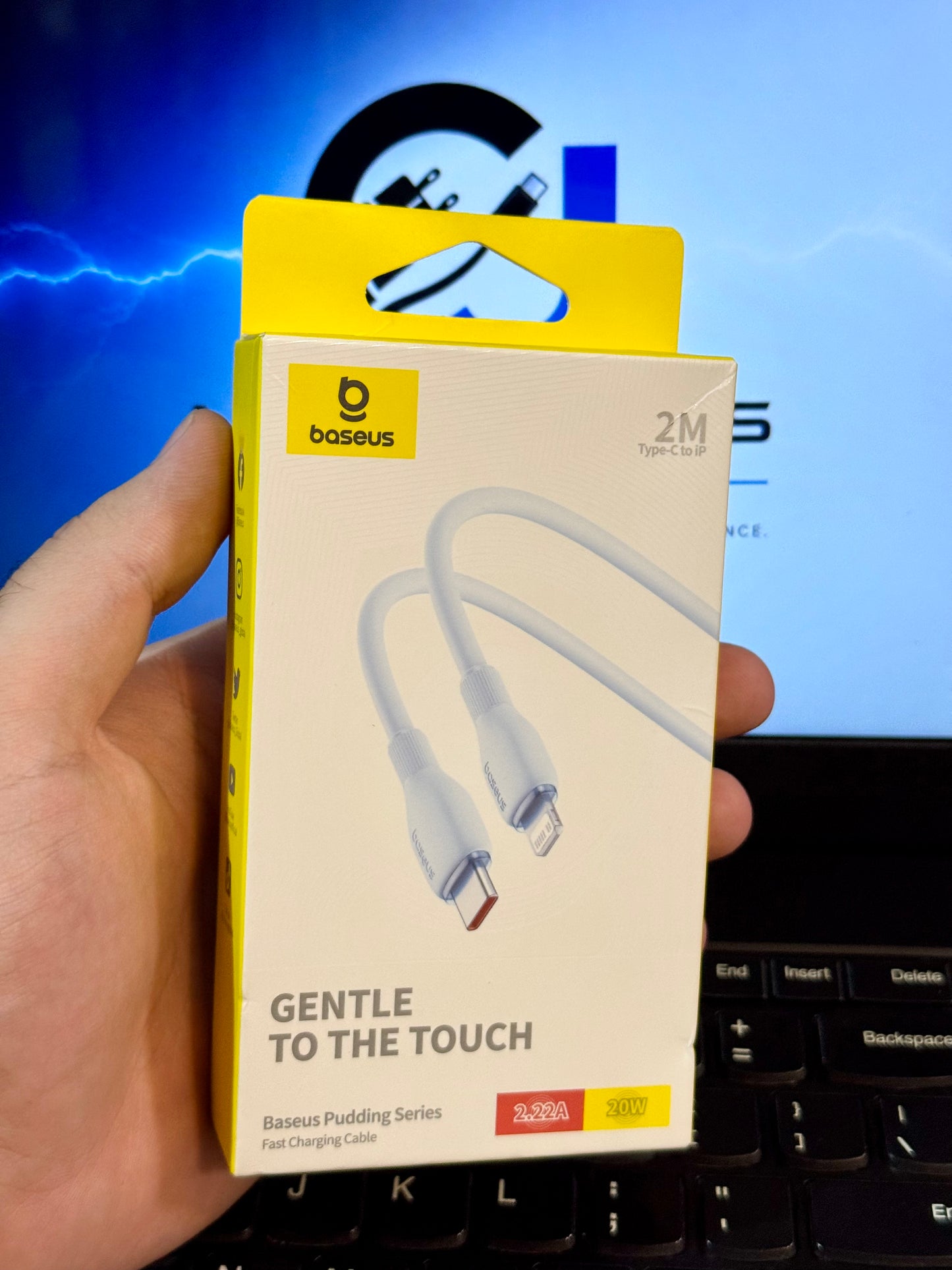 Baseus Pudding Series Fast Charging Cable With High-Speed Data Transmission Type-C to Lightning 20W 2.22A 2M - Blue
