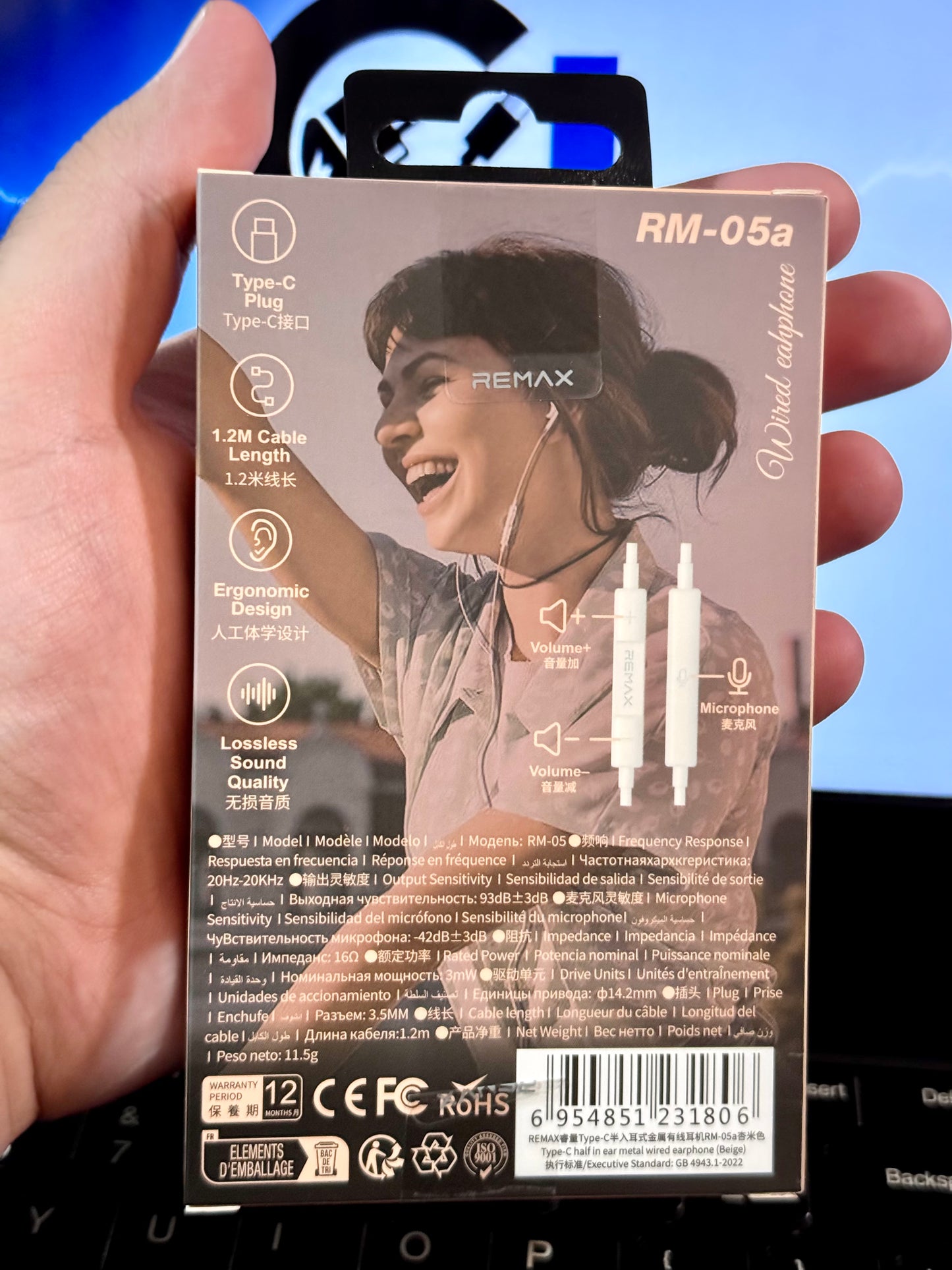 Remax RM-05A Metal Type-C Wired Earphones with Mic – Apricot