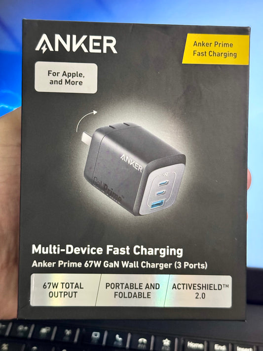 Anker Prime 67W GaN Wall Charger (3 Ports) - 3 Months Warranty