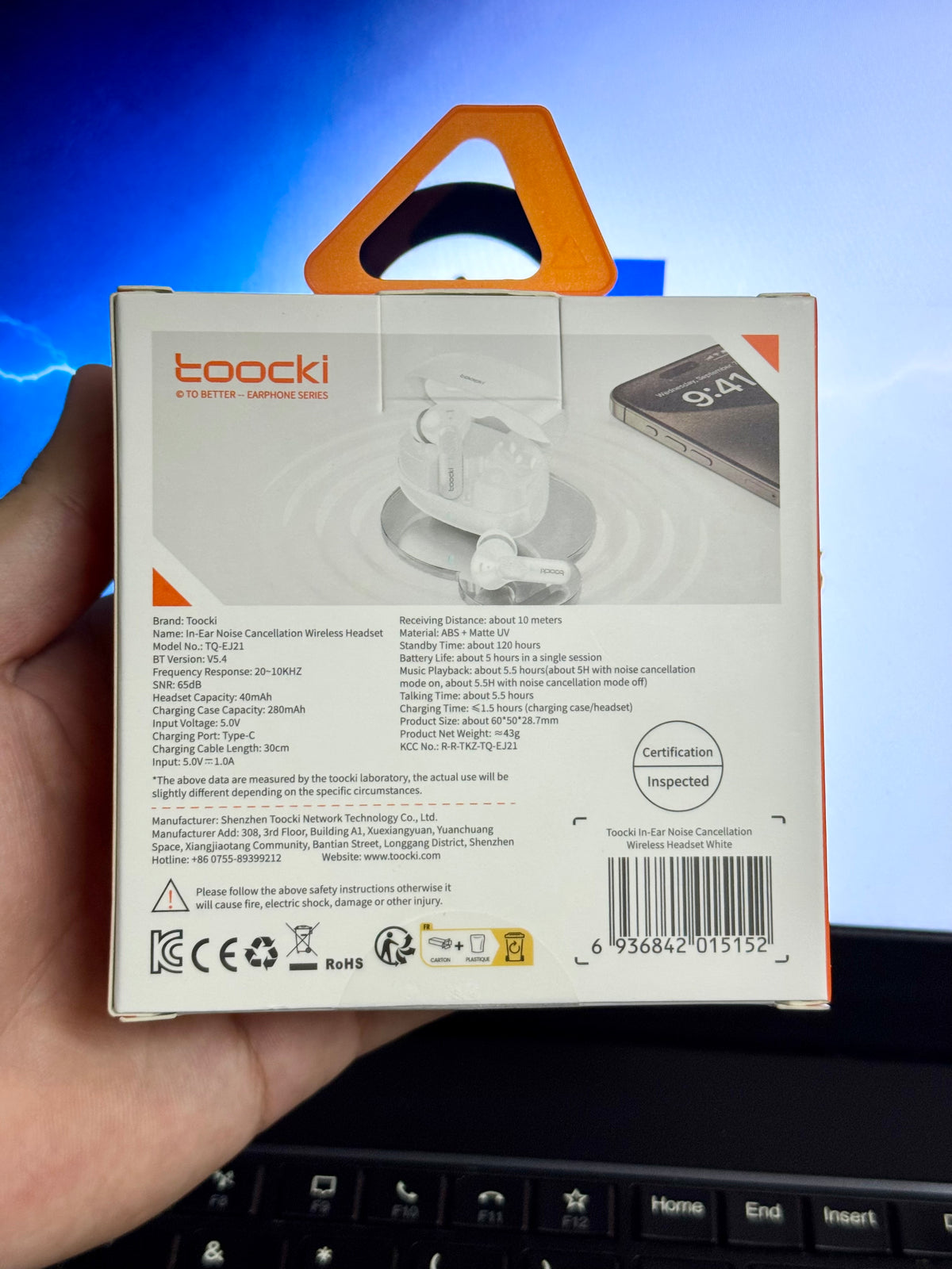 Toocki XX03 In-Ear Wireless Earbuds – ANC + ENC, IPX4, Bluetooth 5.4, Type-C