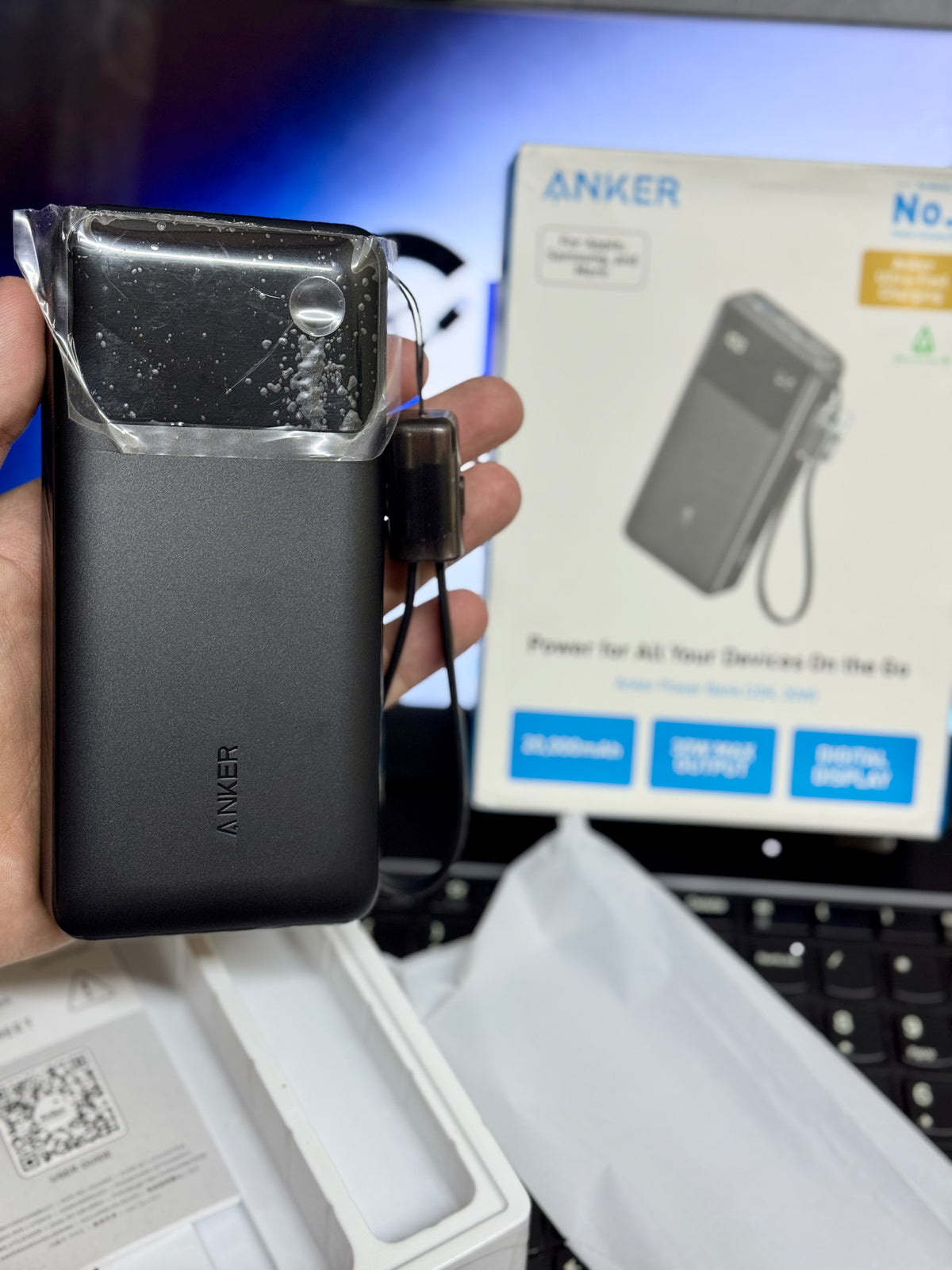 Anker Power Bank Powercore 20000mAh 30W Portable Charger with USB C Cable Lanyard A1384