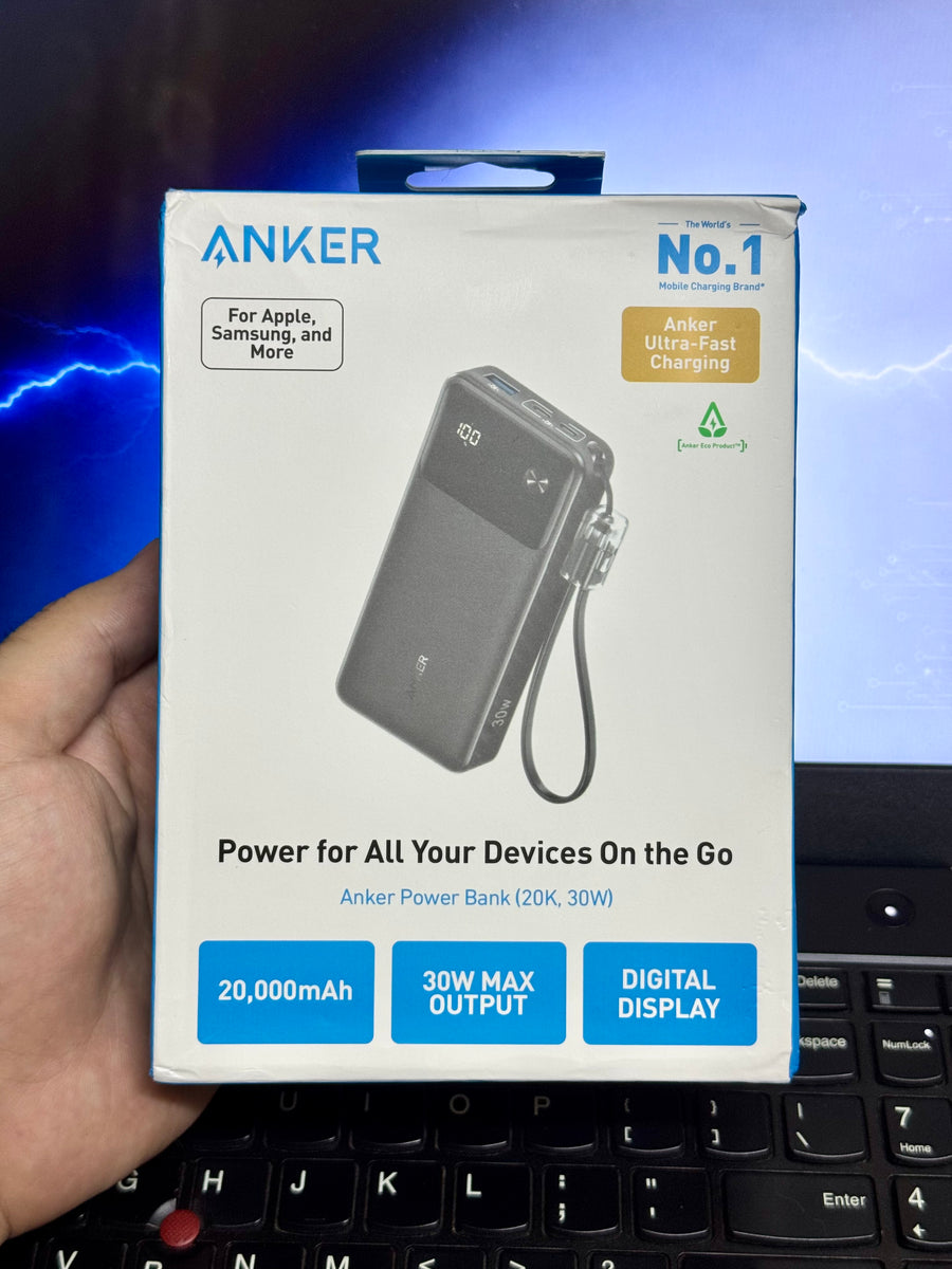 Anker Power Bank Powercore 20000mAh 30W Portable Charger with USB C Cable Lanyard A1384