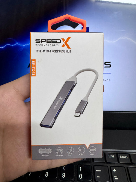 Speed-X Type C to 4 Ports USB Hub - Ultra Slim Aluminum Alloy Adapter, High-Speed 5Gbps Data Transfer for Laptop & MacBook
