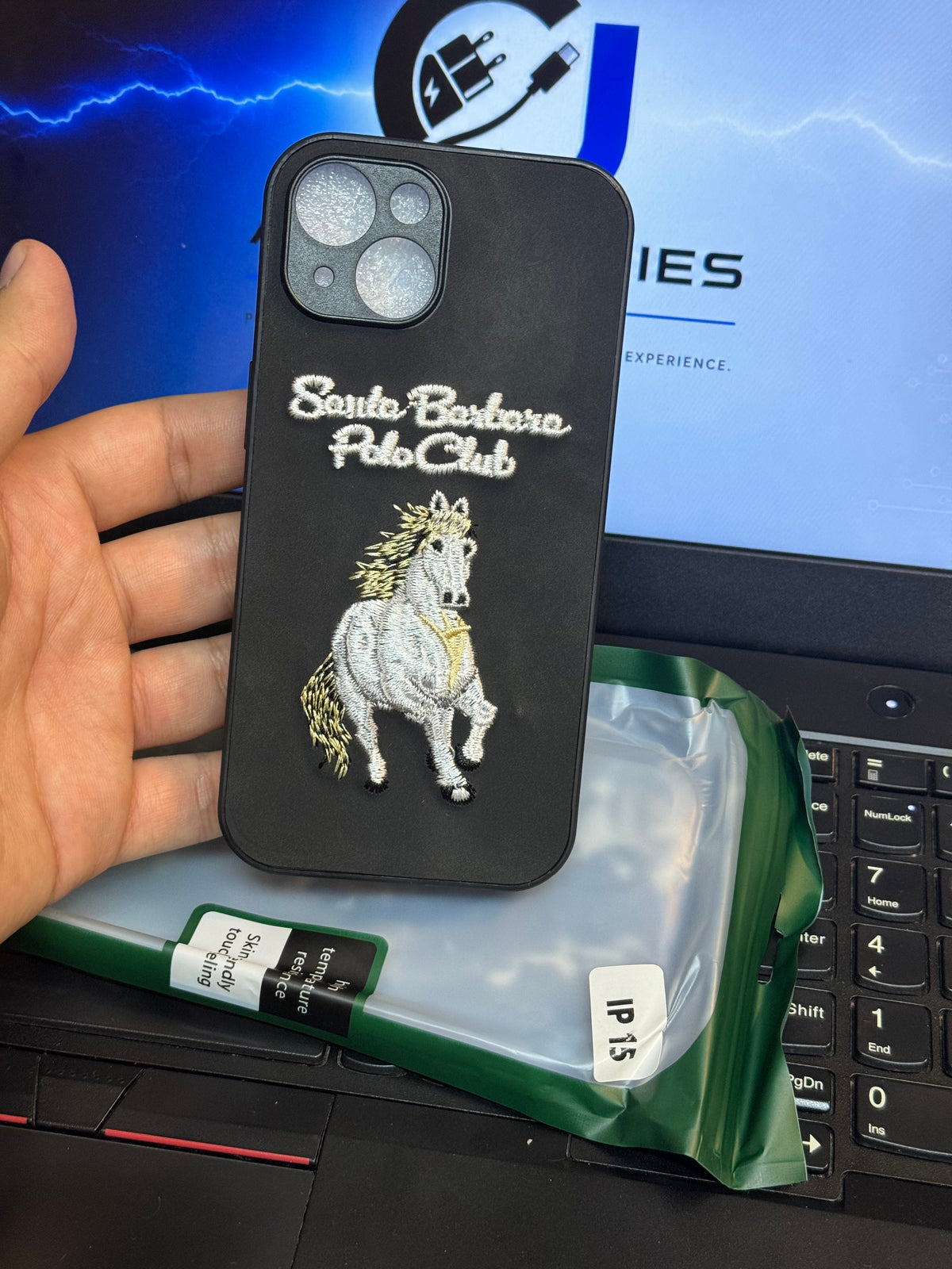 Santa Barbara Polo Club 3D Embroidered Horse Leather Case for iPhone 15