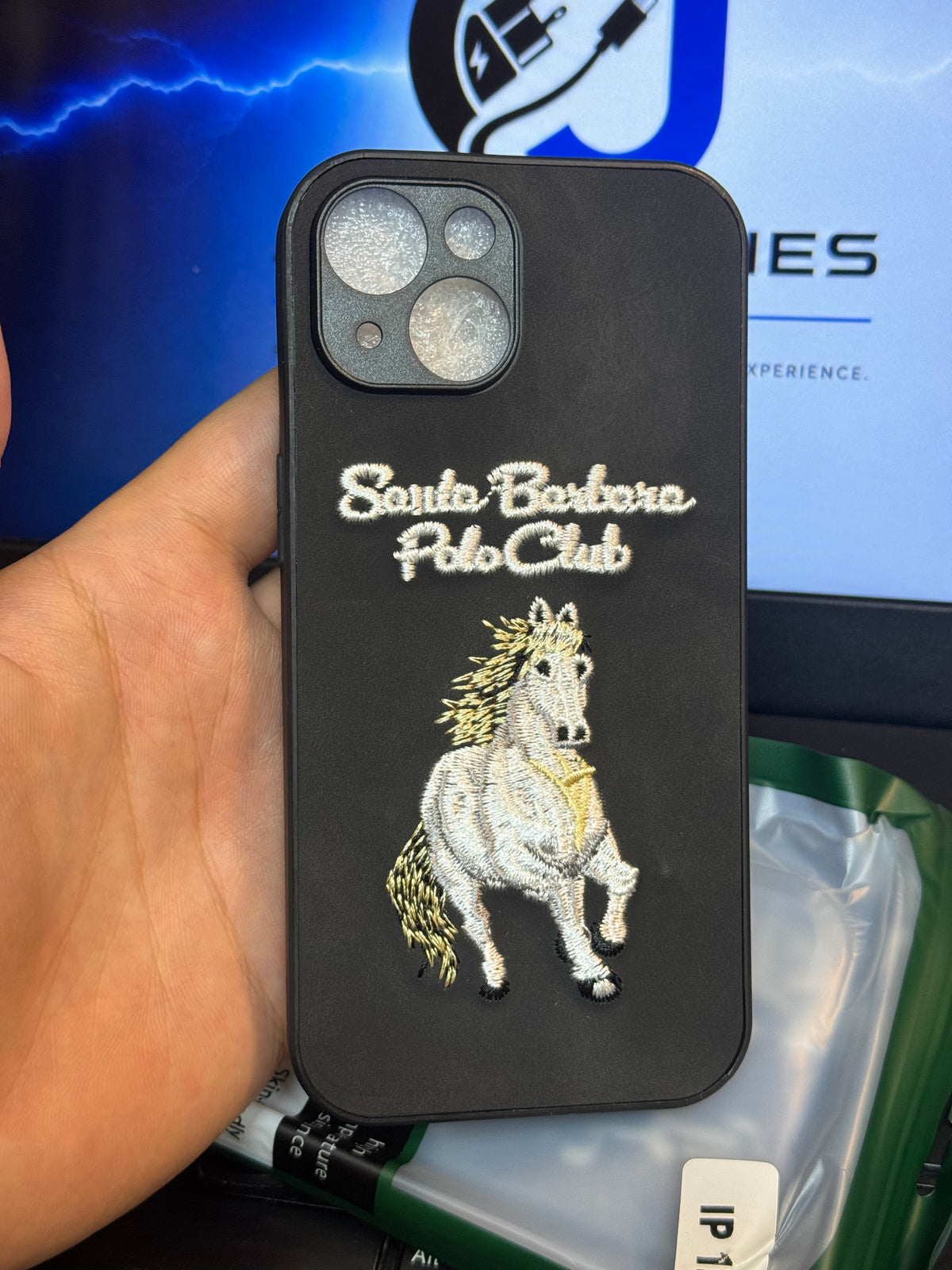 Santa Barbara Polo Club 3D Embroidered Horse Leather Case for iPhone 15