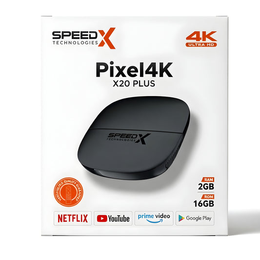 Speed-X Pixel4K X20 Plus Android 10 Smart TV Box – 2GB RAM + 16GB Storage with Voice Control Air Mouse